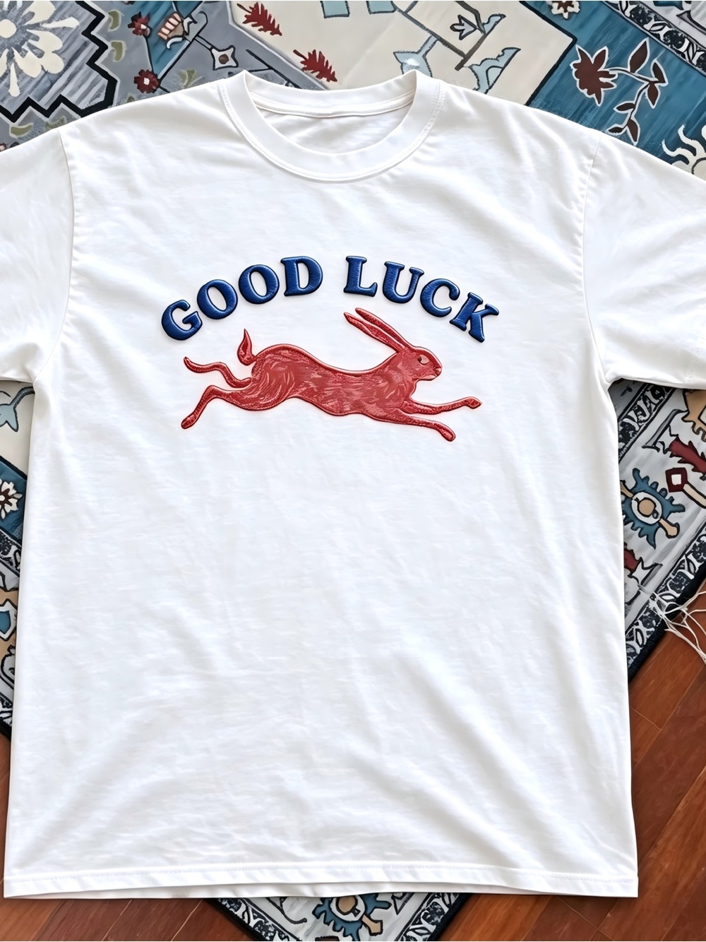 Good Luck Running Hare Vintage Graphic Womens Mens T-shirt Unisex